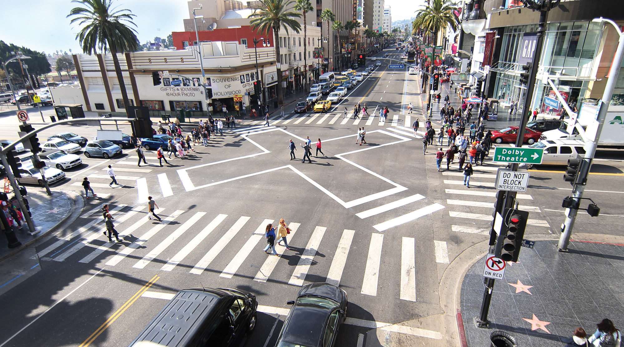 Hollywood scramble crosswalk