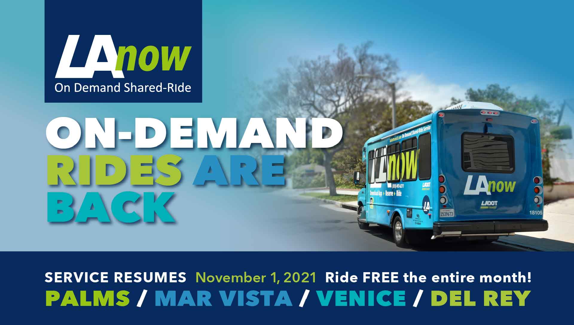 LADOT Announces Return of LAnow Service, the On-Demand, Shared Ride Program on the Westside