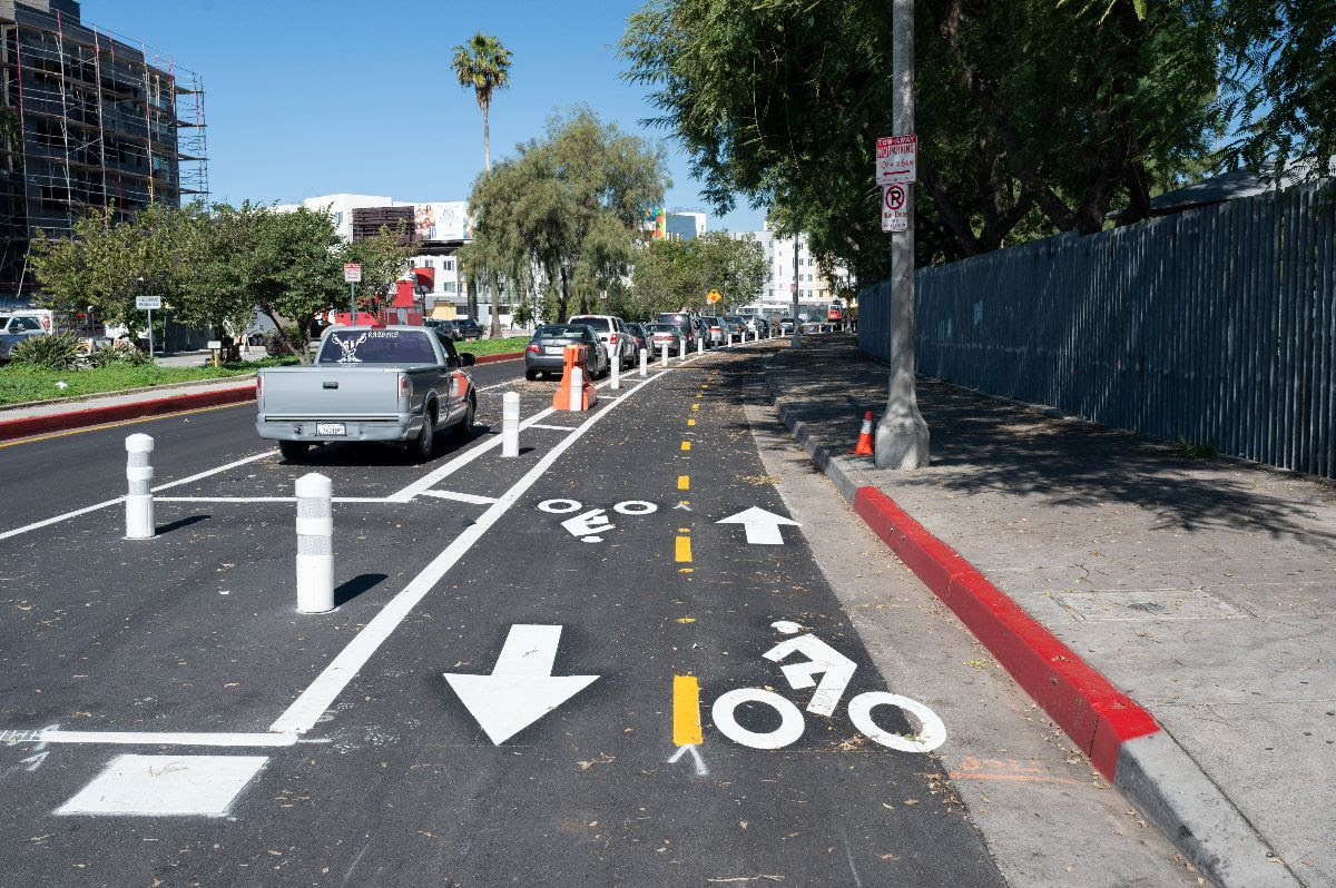 New Two Way Protected Bike Lane in North Hills